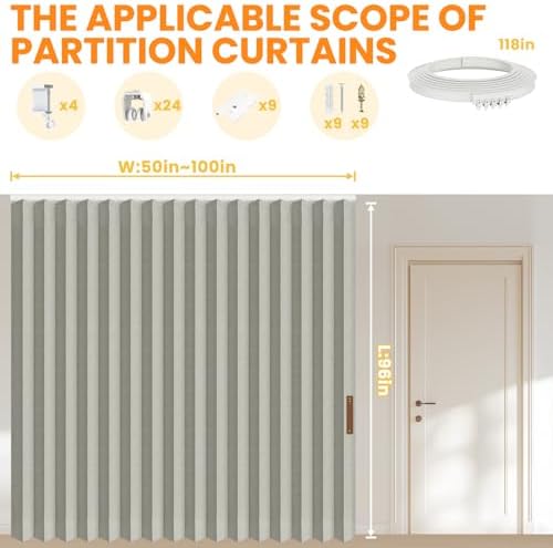 Room Divider Curtain Sets with Flexible Ceiling Track, Privacy Soundproof - Image 2