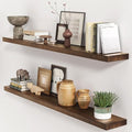 fuqing 48 Inch Floating Shelves 6.7'' Deep Dark Wood Wall Shelves Set of 2 by Fuqing