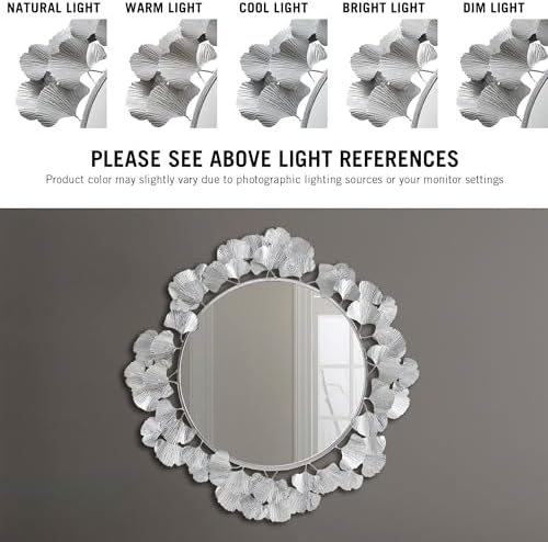 Martha Stewart Wall Décor Large Gingko Leaf Round Wall Mirror - Image 4