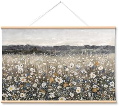 VIYYIEA Extra Large Canvas Wall Art, 36x54 Inch Vintage Wildflower Landscape by VIYYIEAART