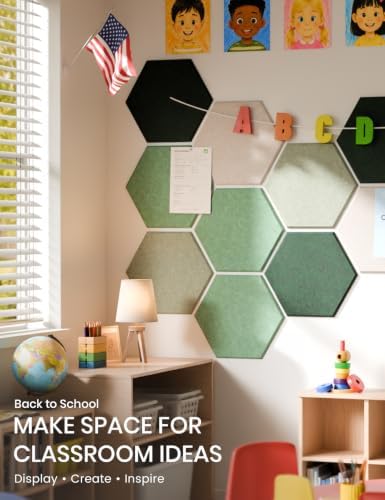 Fluxynara 8-Pack Hexagon Felt Bulletin Board Tiles, Sagewood-1 - Image 5