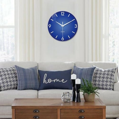 XFM Blue Glass Wall Clock 14 Inch Modern Simple - Image 5