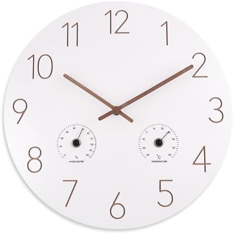 14 Inch Wood Wall Clock Retro Wooden Wall Clocks Battery Operated by Vigorwise
