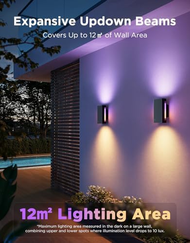 Govee Outdoor UpDown Wall Light, 1 Pack, 1200LM RGBICWW Smart Porch Lights - Image 4