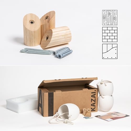 Kazai.® | Porcelain Wall Vases | 3 Piece Set | Including Wooden Hooks | Matte - Image 5