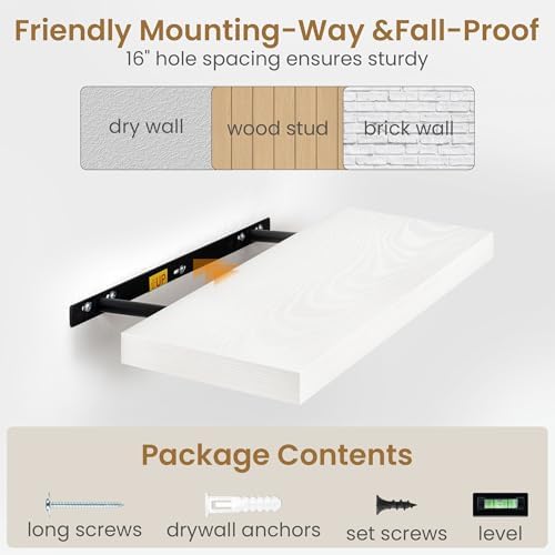 55 Inch Long Floating Shelves for Wall Set of 2, 55x9.3 Large Floating Shelf - Image 6