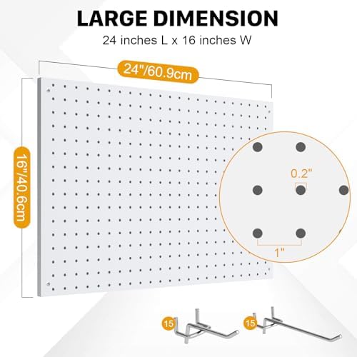 Peg Board, 3 Pack Metal Pegboard Panels White Pegboards Wall Organizer - Image 3