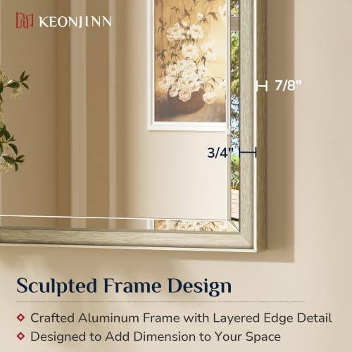 Keonjinn Brushed Nickel Bathroom Mirrors - Image 3