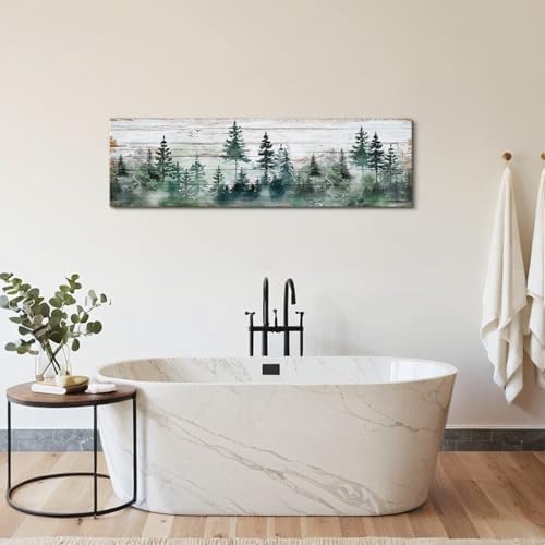 Farmhouse Pine Tree Wall Art Forest Wall Decor Rustic Wood Mountain Picture - Image 2