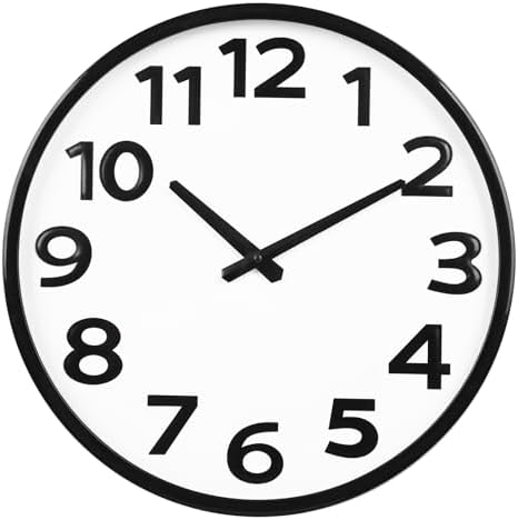 16 Inch Wall Clock Battery Operated Silent Analog Quartz Round Clock by CrosstimeWallClockPracticalElegant