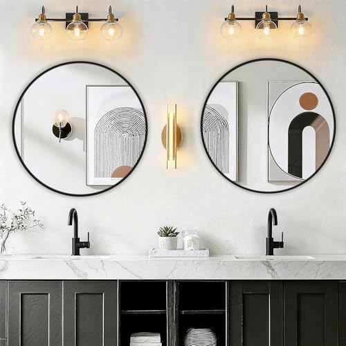FGU Round Bathroom Mirror for Over Sink 22" Black Circle Wall Mirror - Image 7