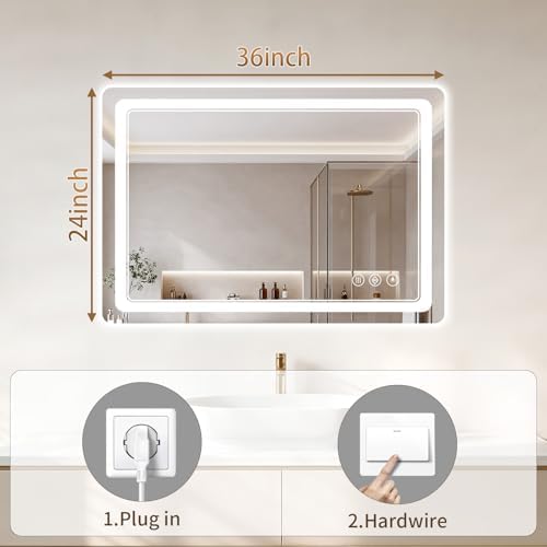 BEAUTYPEAK 24"x36" LED Bathroom Mirror - Image 3