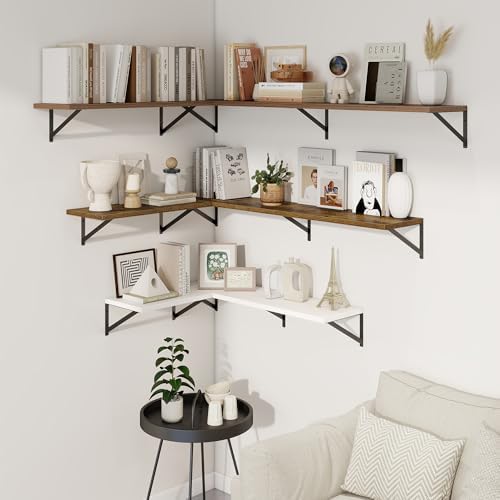 Axeman 20 Inch Floating Shelves, 10 Inch Deep Brown Wall Shelves Set of 2 - Image 7