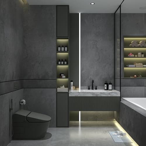 Dark Gray Concrete Wallpaper Peel and Stick Cement Contact Paper 16x708 inch - Image 3