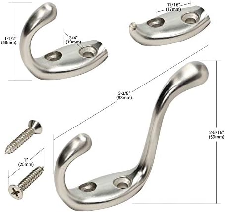 2 Pack Rok Hardware Heavy Duty Brushed Nickel Home Wall Closet Towel Robe Coat - Image 2