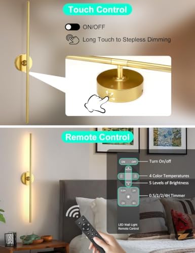 Wall Sconces Battery Operated Set of 2, 10000mAh Rechargeable Wall Lights - Image 5