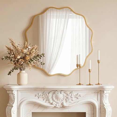 PERFNIQUE Gold Scalloped Mirror, Decorative Modern Wall Decor - Image 3