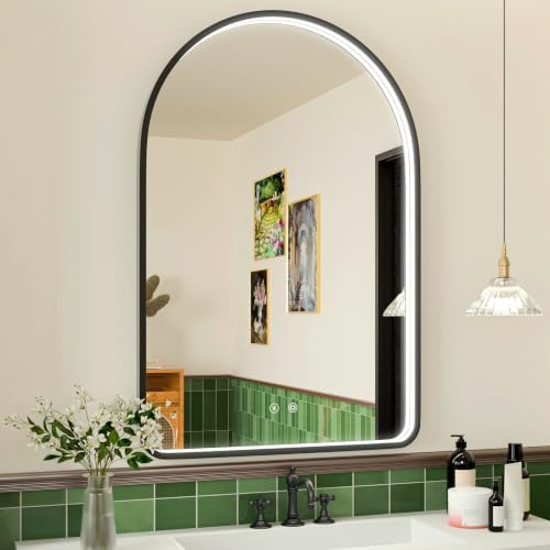 24x36 Inch Black LED Bathroom Mirror, 3000K/4500K/6000K Lights by JSneijder
