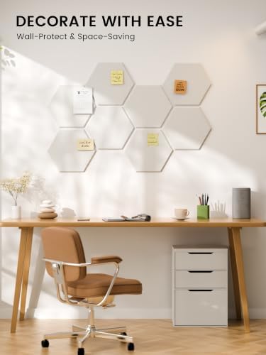 Fluxynara 8-Pack Hexagon Felt Bulletin Board Tiles, Milky White-1 - Image 6