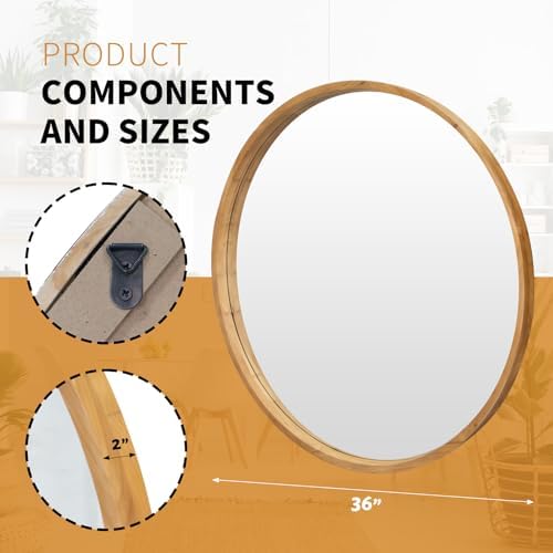 36" Bathroom Mirror, Round Wall Mirror - Image 3