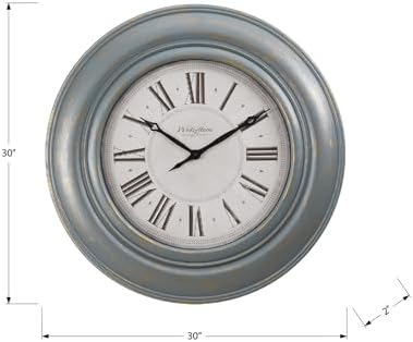 Monarch Specialties I 9028 Clocks, Large Oversized, Wall Clock, Antique Blue - Image 3