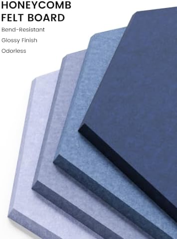 Fluxynara 12-Pack Hexagon Felt Bulletin Board Tiles, Denim Mist-1 - Image 3