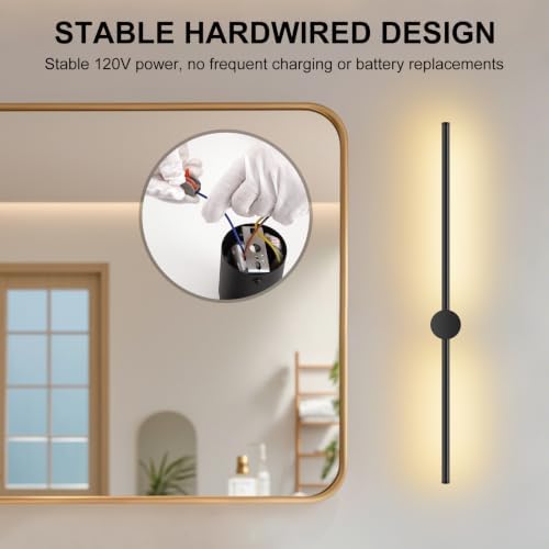 FRIDEKO HOME Black Wall Sconces Set of Two 4000K LED Wall Lights Fixtures - Image 2
