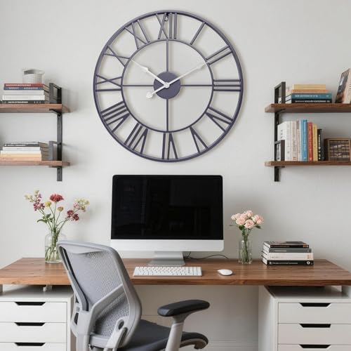 16 Inch Slate Gray Roman Numerals Wall Clocks - Image 5