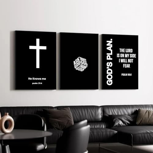 Christian Jesus Wall Art Black White God Canvas Wall Decor Religious Bible - Image 3