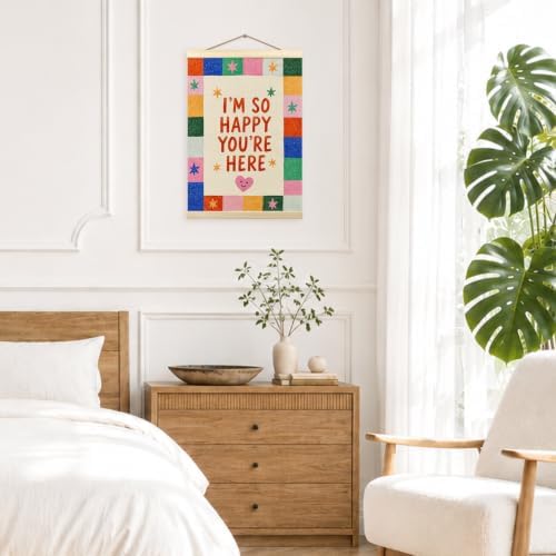 madalo I'm so Happy You're Here Wall Art Poster Hanger Frame, kids Welcome Sign - Image 4