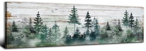 Farmhouse Pine Tree Wall Art Forest Wall Decor Rustic Wood Mountain Picture by AREBOLOLLC