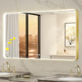 LED Mirror for Bathroom 48X28 Inch Gold Framed by Oerbasz