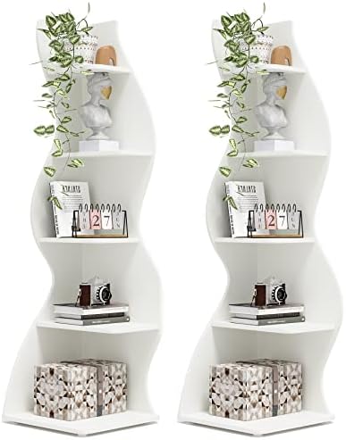 Tribesigns Corner Shelf, Modern 5-Tier Wall Corner Bookshelf Set of Two by Tribesigns