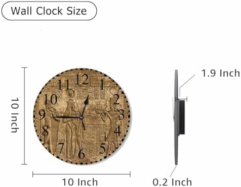 Hieroglyphic Carvings Wall Clock 10 Inch Battery Operated Exterior Walls - Image 2