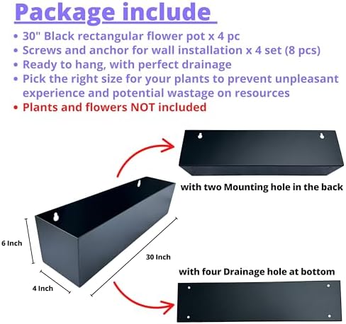 LaLaGreen Wall Planters for Outdoor Plants Carbon Steel Black Metal Hanging - Image 2