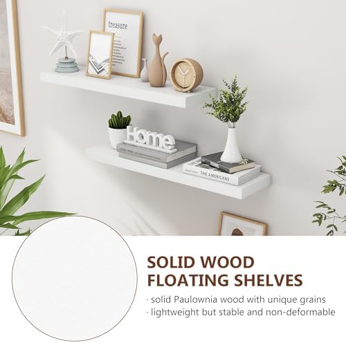fuqing 30 Inch Floating Shelves, 6.7 Inch Deep White Wall Shelves Set of 2 - Image 4