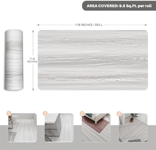 Wood Grain Peel and Stick Floor Tiles – 11.8” Width, Full Roll Length of 118" – - Image 2