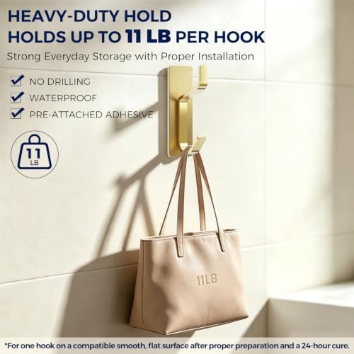 Bntuk Adhesive Towel Hooks for Bathroom, 4 Pack Stainless Steel Wall Hooks No - Image 2