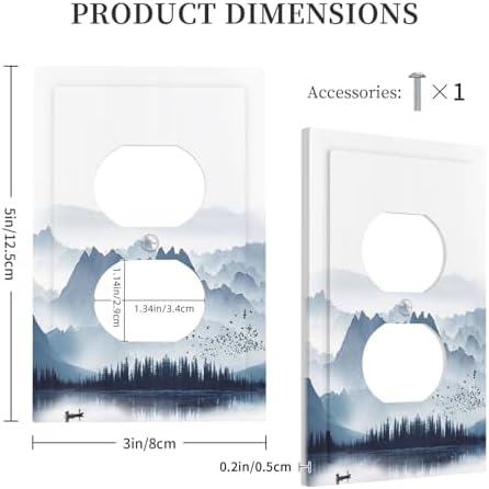 Outlet Covers Mountain Foggy Lake Boat Grey Blue Forest Birds 1 Gang Duplex - Image 5