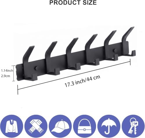 Coat Rack Wall Mounted, 6 Coat Hooks - Image 2