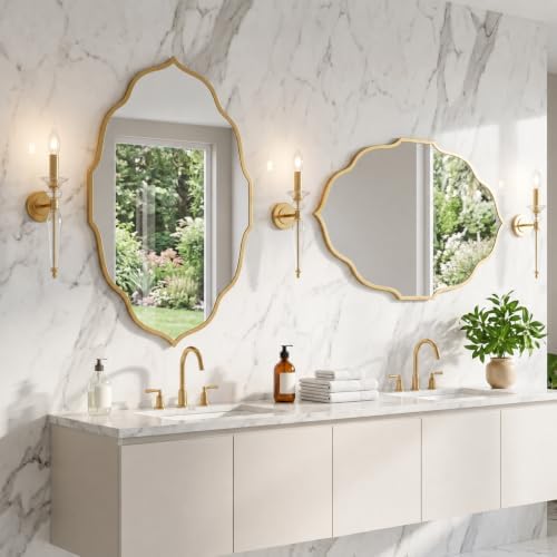 PERFNIQUE Gold Scalloped Wall Mirror, Large Decorative Mirror - Image 6