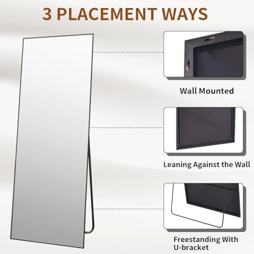 VooBang Full Length Mirror, Aluminum Alloy Frame Full Body Mirror, Standing - Image 6