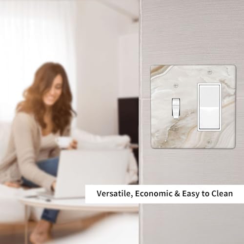 Outlet Covers Beige Marble Pattern 1 Toggle 1 Rocker Combination Decorative - Image 6