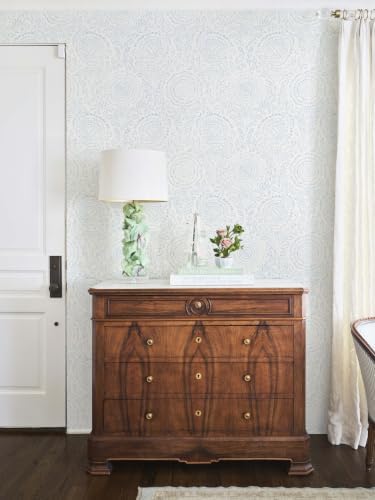 Ismoon Blue Wallpaper Peel and Stick Boho Floral Contact Paper 17.3x196in - Image 5
