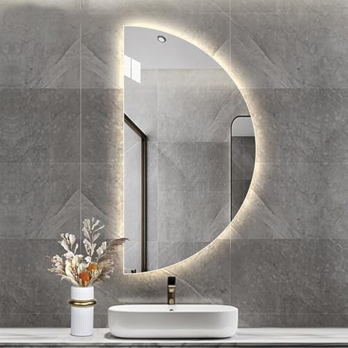 39in Half Moon LED Mirror, Half Moon Wall Mirror, Right Semicircle - Image 4