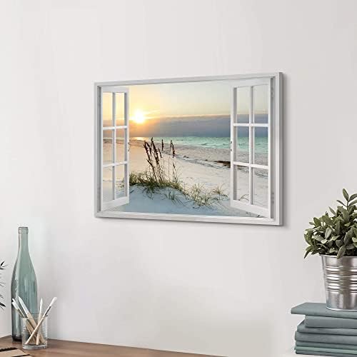 Sea Whisper Beach Window Canvas Wall art: tropical Sunrise Seascape Picture - Image 3