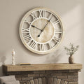 24 Inch Farmhouse Wall Clock for Living Room, Rustic Wood Clock by TOKCLOCKS