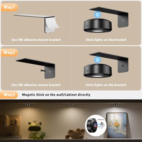 3 Pcs Picture Lights, Rechargeable Battery Operated Dimmable 3-Color Wall Light - Image 3