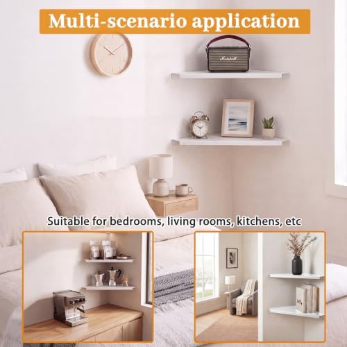 12" White Large Corner Floating Shelf Wall Mounted, Metal 2 Pcs - Image 5
