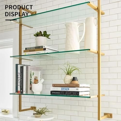 08" W x 48" L - 5 PCS Rectangle Tempered Glass Shelf Set, Glass Shelves of Wall - Image 4